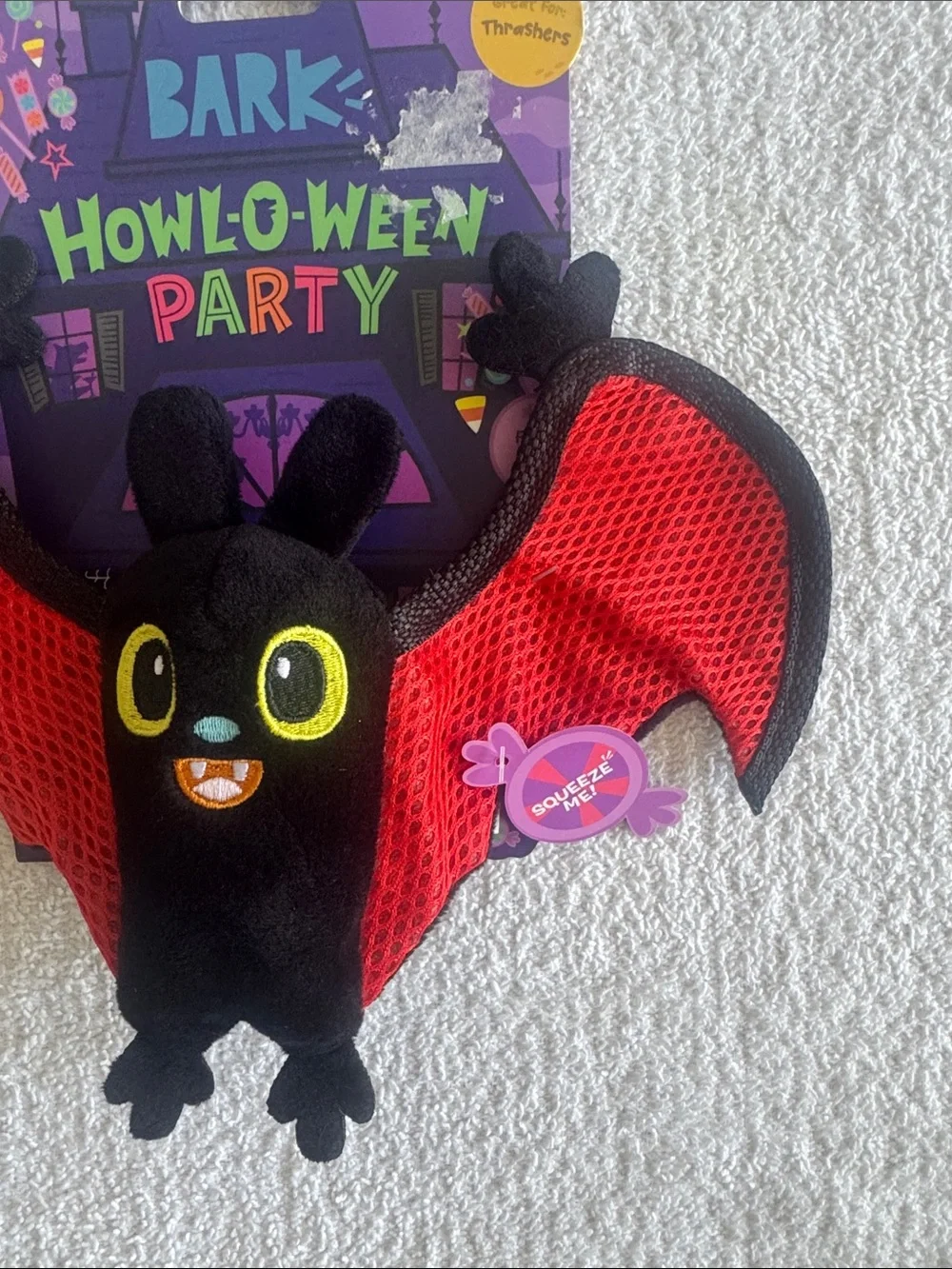 Bark Howl-O-Ween Party Bat Toy - Black & Red